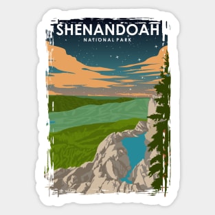 Shenandoah National Park at Night Vintage Minimal Travel Poster Sticker